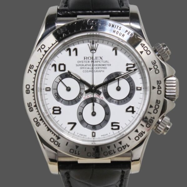 Rolex Daytona 16519 White Dial Black Leather strap 40mm Mens Replica Watch