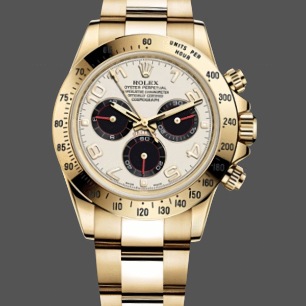 Rolex Daytona 116528 White Arabic Dial Yellow Gold 40mm Mens Replica Watch