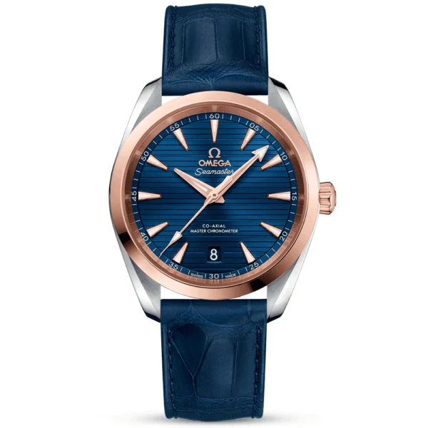 OMEGA Seamaster Aqua Terra 38mm Two-Tone Blue Dial & Leather Strap Watch