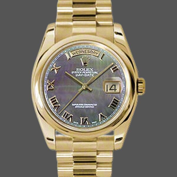 Rolex Day-Date 118238 Dark Mother Of Pearl Dial Yellow Gold 36mm Unisex Replica Watch