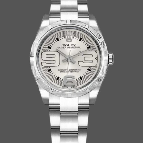 Rolex Oyster Perpetual 177210 Silver Maxi Arabic Dial 31mm Lady Replica Watch