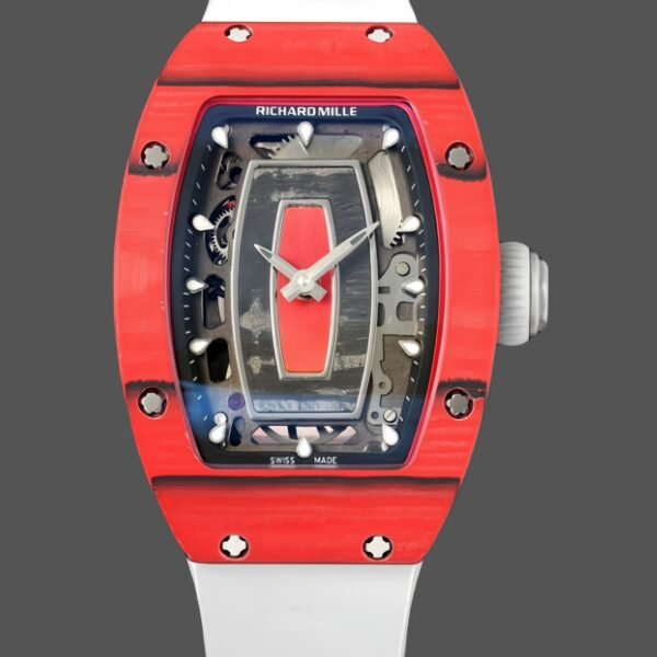 Richard Mille RM07-01 Racing Red Carbon White Rubber Strap 46mm Ladies Watch
