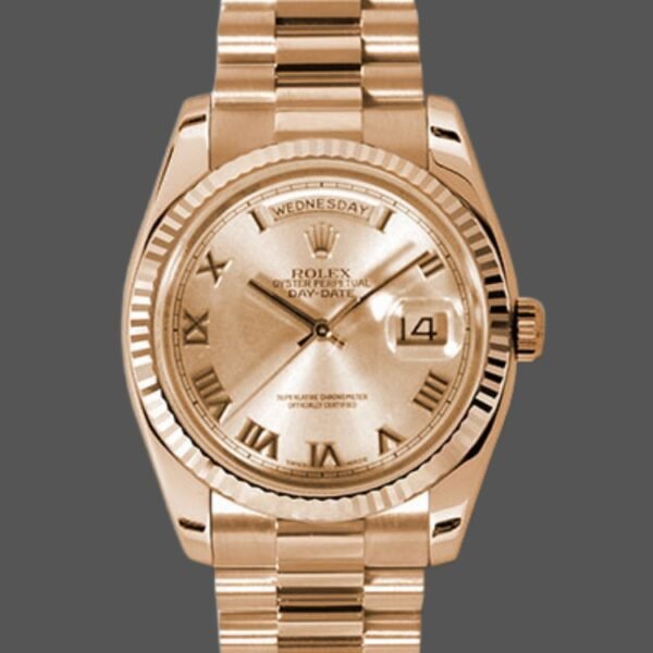 Rolex Day-Date 118235 Rose Champagne Roman Dial 36mm Unisex Replica Watch