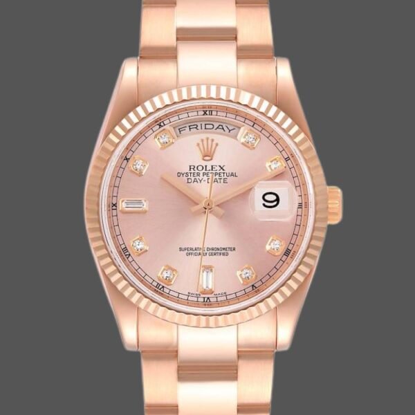 Rolex Day-Date 118235 Everose Gold Pink Diamond Dial 36mm Lady Replica Watch