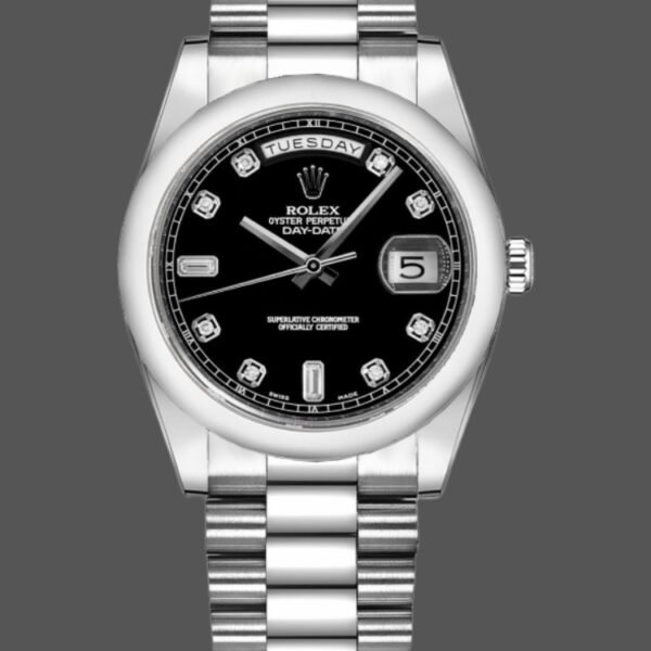 Rolex Day-Date 118209 Black dial white gold 36mm Unisex Replica Watch