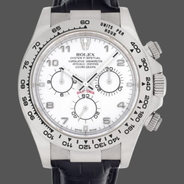 Rolex Daytona 116519 White Dial Black Leather strap 40mm Mens Replica Watch