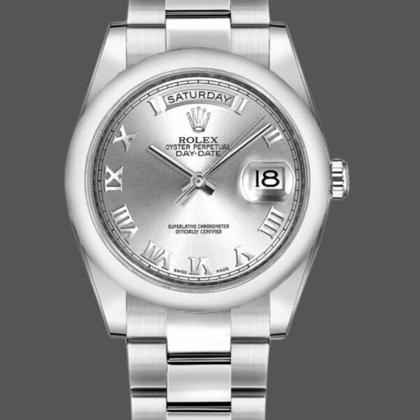 Rolex Day-Date 118209 Silver Roman Numerals Dial Automatic 36mm Unisex Replica Watch