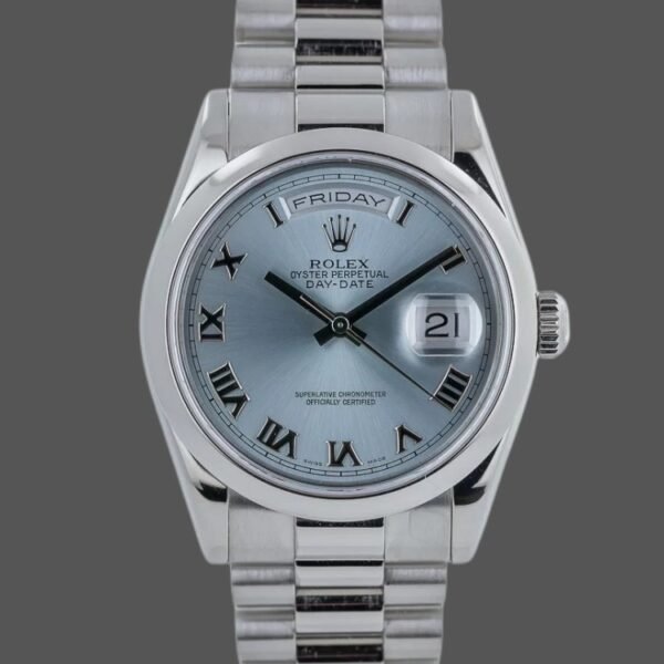 Rolex Day Date 118206 Platinum Ice Blue dial 36mm Unisex Replica Watch