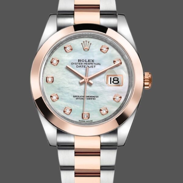 Rolex Datejust 126301 White MOP Diamond Dial Steel Rose Gold 41MM Mens Replica Watch