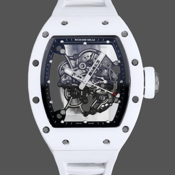 Richard Miller RM 055 RMUL2 NTPT Carbon Fiber Black Mark White Rubber Strap