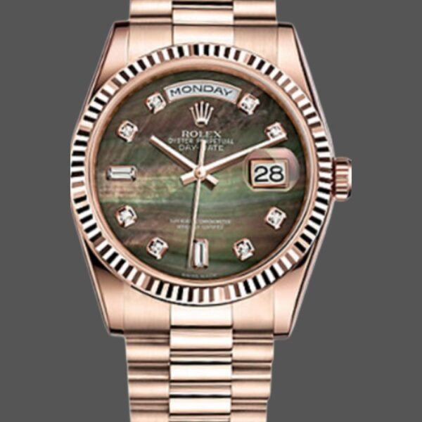 Rolex Day-Date 118235 MOP Black Dial 36mm Unisex Replica Watch