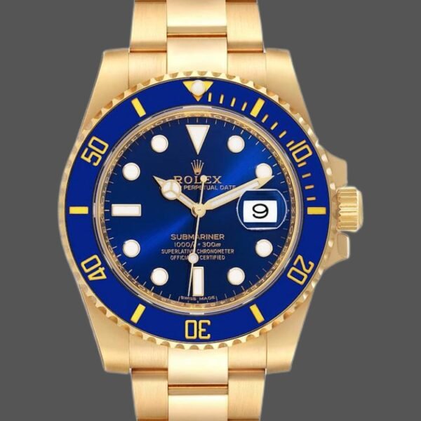Rolex Submariner 116618 Yellow Gold Blue Dial 40mm Mens Replica Watch