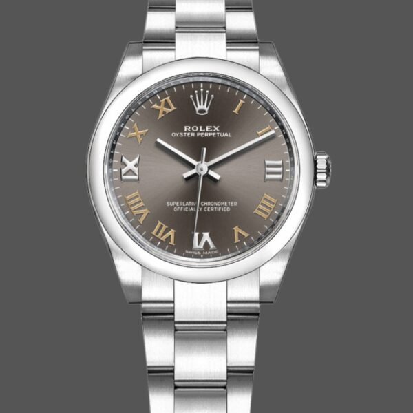 Rolex Oyster Perpetual 177200 Dark Grey Dial Domed Bezel 31mm Lady Replica Watch