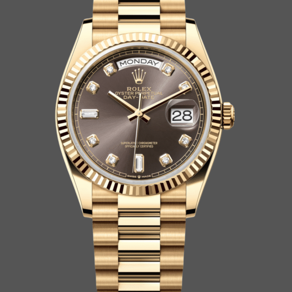 Rolex Day-Date 128238 Fluted Bezel Dark Grey Dial 36MM Unisex Replica Watch